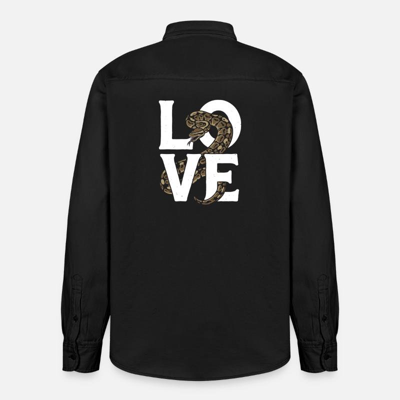 Königspython Schlangen LOVE Terrarium Python - Relaxed Fit Unisex Organic Hemd von Stanley/Stella - washed Black