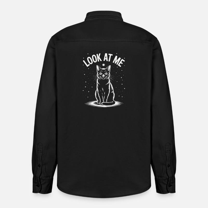 Regarde-moi - Ciel étoilé de chat - Chemise unisexe coupe décontractée bio Stanley/Stella - noir délavé
