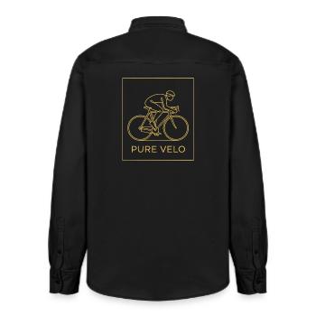 Pure Velo Gold Line Radfahrer - Relaxed Fit Unisex Organic Hemd von Stanley/Stella - washed Black - Hinten - AI Model Male 178 light (178cm)