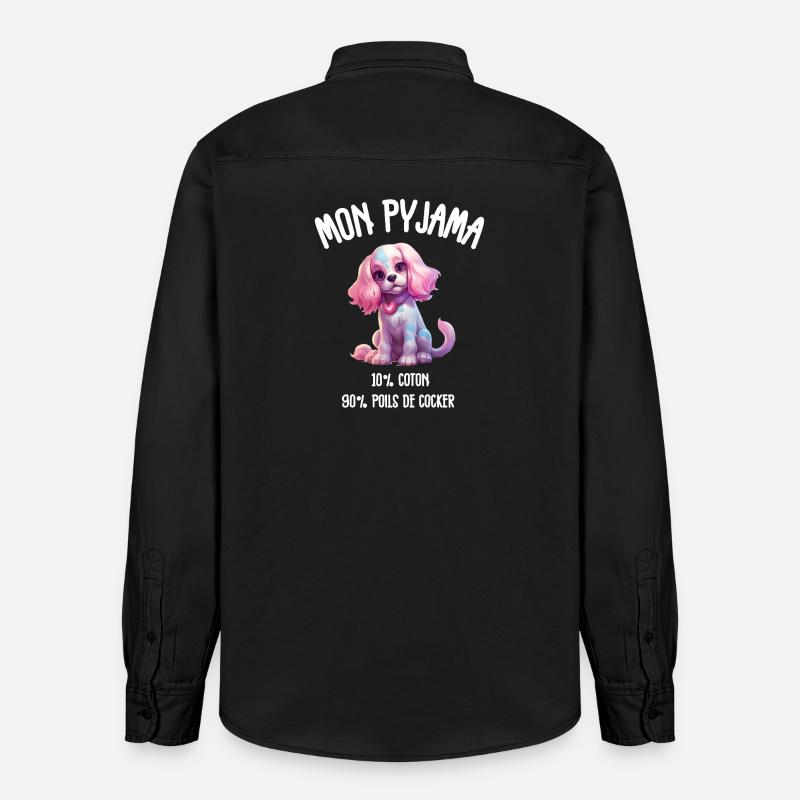 Pyjama Chien Cocker Drôle - Chemise unisexe coupe décontractée bio Stanley/Stella - noir délavé