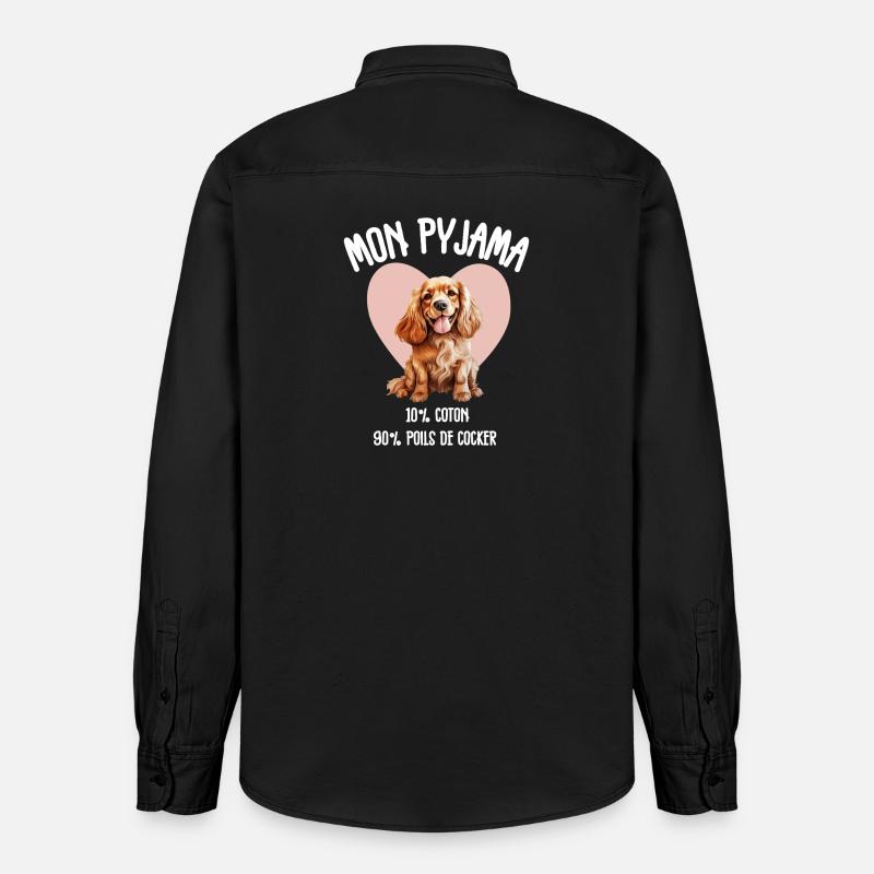 Pyjama Chien Cocker Drôle - Chemise unisexe coupe décontractée bio Stanley/Stella - noir délavé