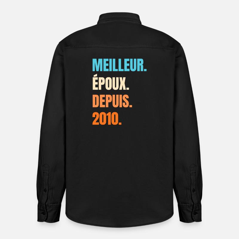 Bester Ehemann seit 2010 Geschenk-Ehemann - Relaxed Fit Unisex Organic Hemd von Stanley/Stella - washed Black
