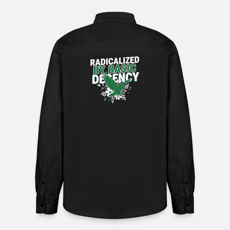 Radicalized By Basic Decency Quote Shirt - Relaxed Fit Unisex Organic Hemd von Stanley/Stella - washed Black