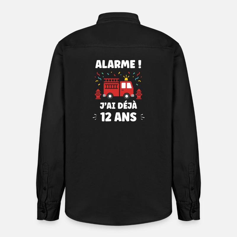 Alarme Pompier Déjà 12 Ans - Chemise unisexe coupe décontractée bio Stanley/Stella - noir délavé