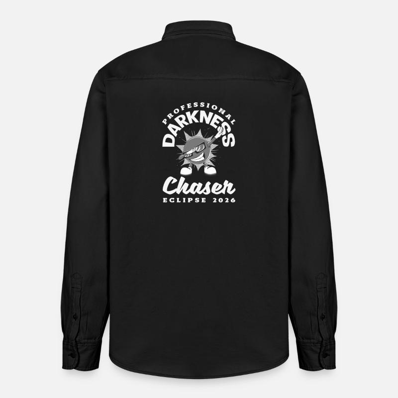 Éclipse solaire 2026, 12 août - Chemise unisexe coupe décontractée bio Stanley/Stella - noir délavé