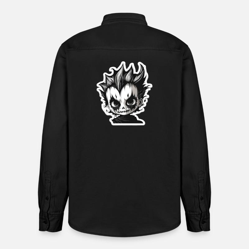 Spikiger Totenkopf-Chibi - Relaxed Fit Unisex Organic Hemd von Stanley/Stella - washed Black