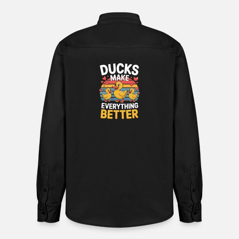 Ducks Make Everything Better Funny Ducks - Relaxed Fit Unisex Organic Shirt by Stanley/Stella - washed black