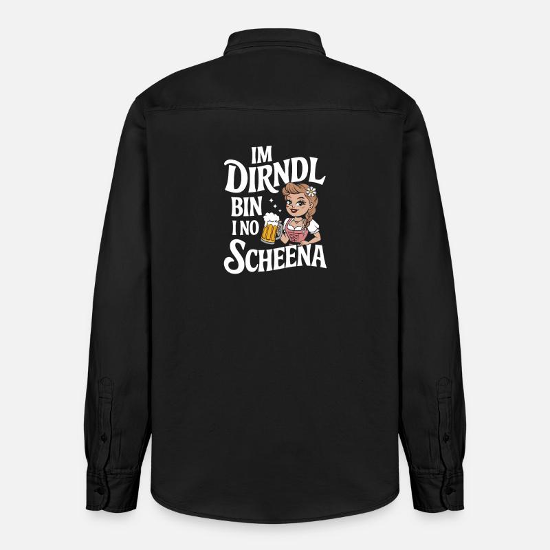 Dirndl Bierfest Charm - Relaxed Fit Unisex Organic Hemd von Stanley/Stella - washed Black