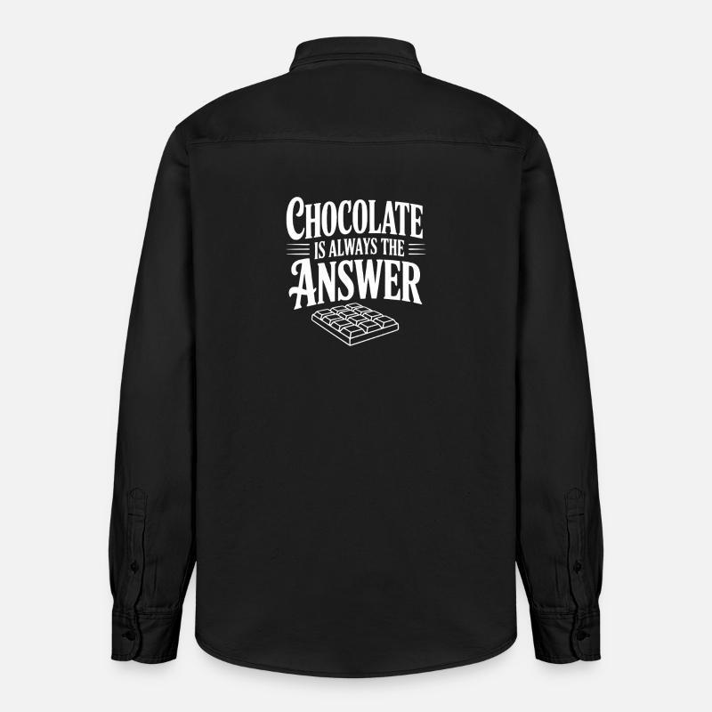 Le chocolat est toujours la solution - Chemise unisexe coupe décontractée bio Stanley/Stella - noir délavé