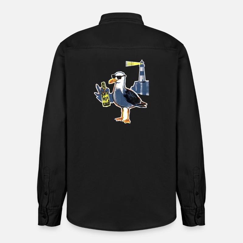 Coole Möwe Leuchtturm Bier - Relaxed Fit Unisex Organic Hemd von Stanley/Stella - washed Black