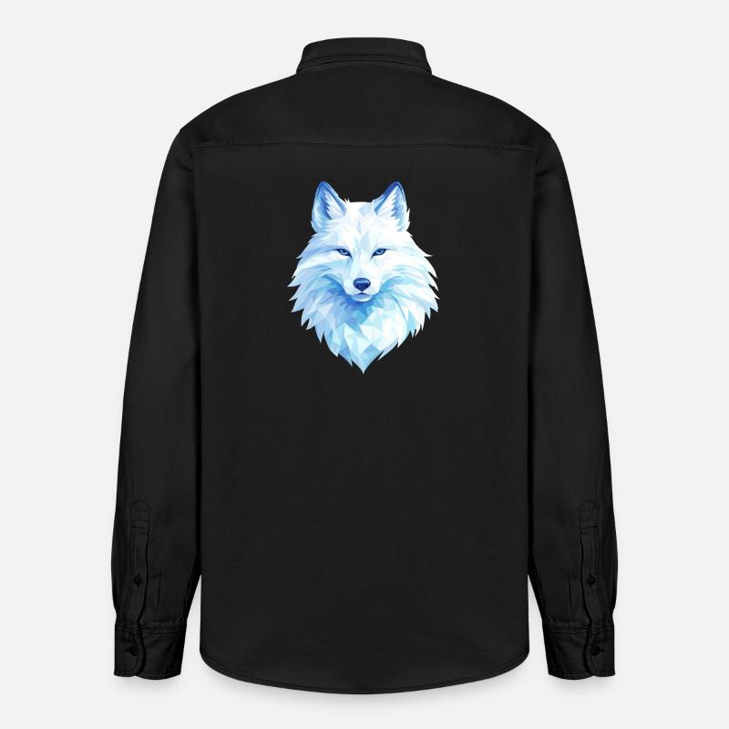 Polygon Wolf Eis Blau– Modern Art - Chemise unisexe coupe décontractée bio Stanley/Stella - noir délavé