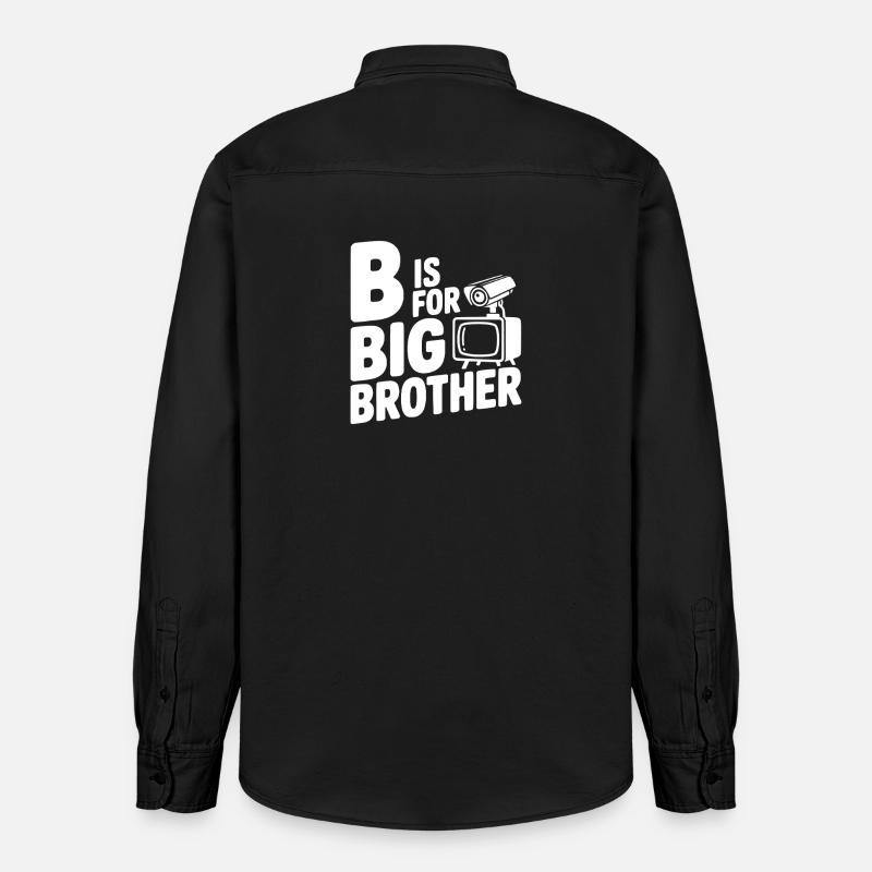 B c’est pour Big Brother - Chemise unisexe coupe décontractée bio Stanley/Stella - noir délavé