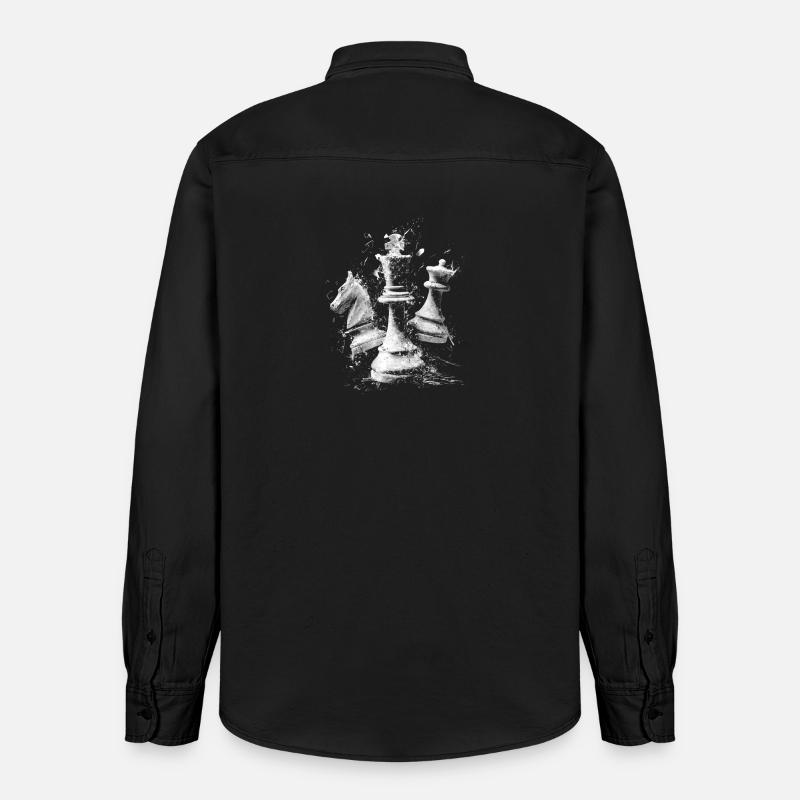 Pièces d’échecs Conception d’explosions Plateau dynamique - Chemise unisexe coupe décontractée bio Stanley/Stella - noir délavé