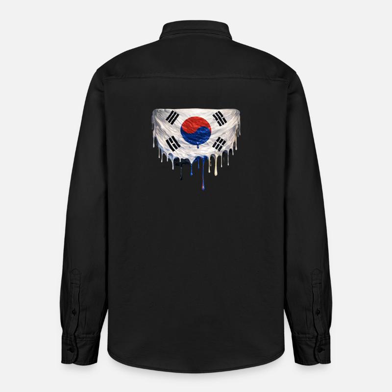 Drapeau coréen dégoulinant - Chemise unisexe coupe décontractée bio Stanley/Stella - noir délavé