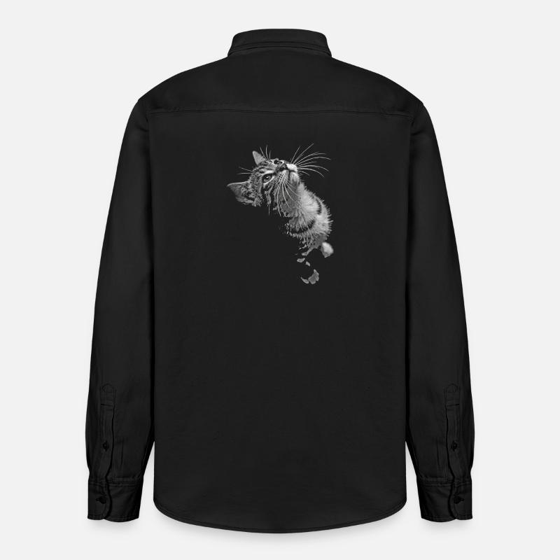 Grayscale Cat Purring Look - Relaxed Fit Unisex Organic Shirt by Stanley/Stella - washed black