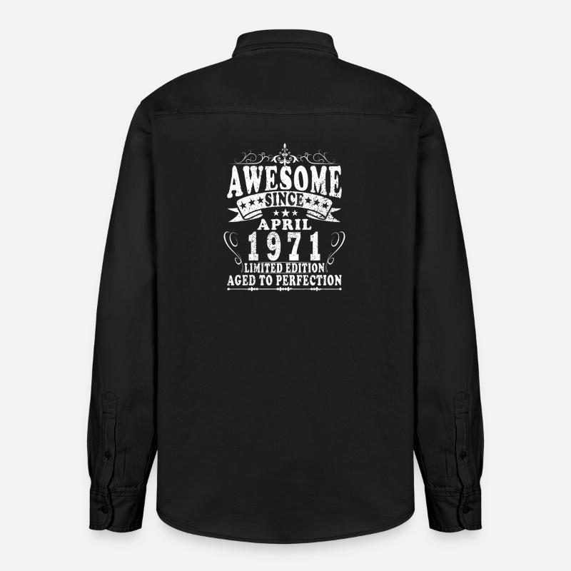 Awesome avril 1971 édition limitée - Chemise unisexe coupe décontractée bio Stanley/Stella - noir délavé