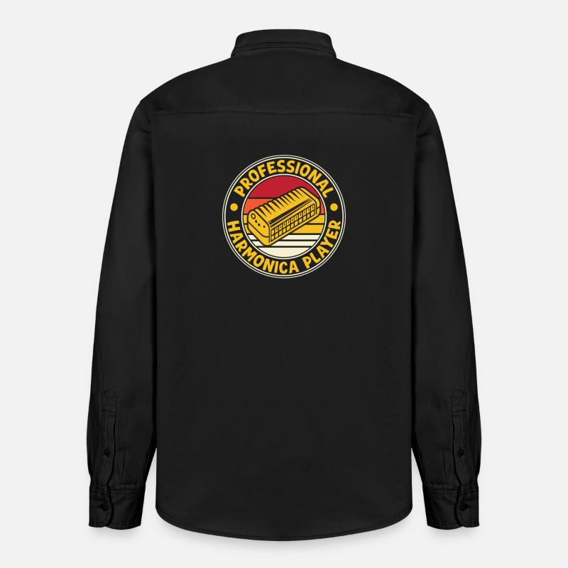 Funny Harmonica Player Professional Harmonica - Relaxed Fit Unisex Organic Hemd von Stanley/Stella - washed Black