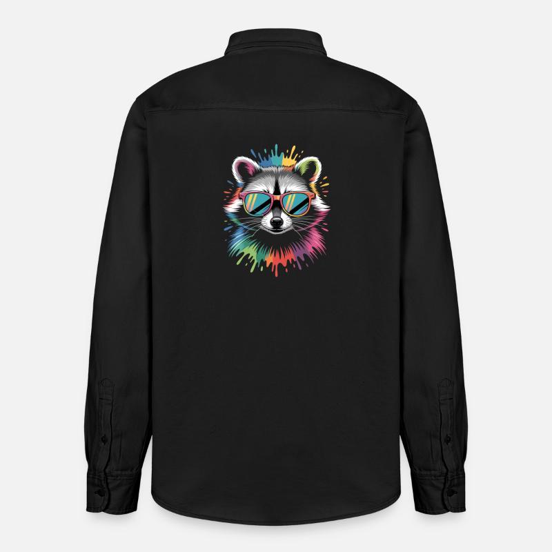 Waschbär Farbexplosion - Relaxed Fit Unisex Organic Hemd von Stanley/Stella - washed Black