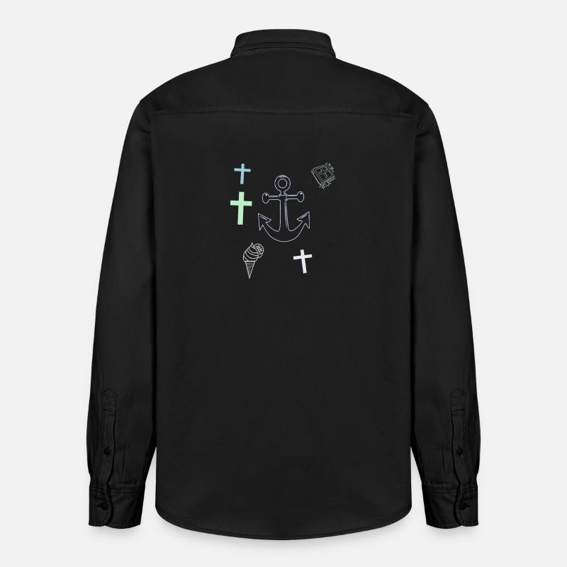  Anker Kreuz Eis maritim - Chemise unisexe coupe décontractée bio Stanley/Stella - noir délavé