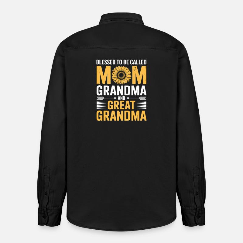 Mama Großmutter Sonnenblumen Design - Relaxed Fit Unisex Organic Hemd von Stanley/Stella - washed Black