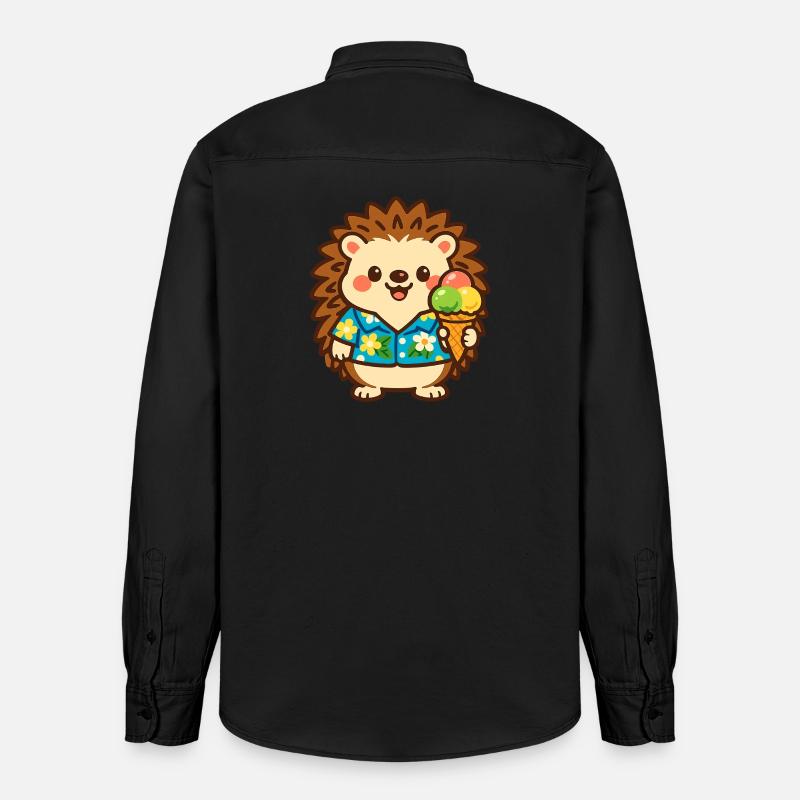 Igel mit Eis im Hawaii-Stil - Relaxed Fit Unisex Organic Hemd von Stanley/Stella - washed Black