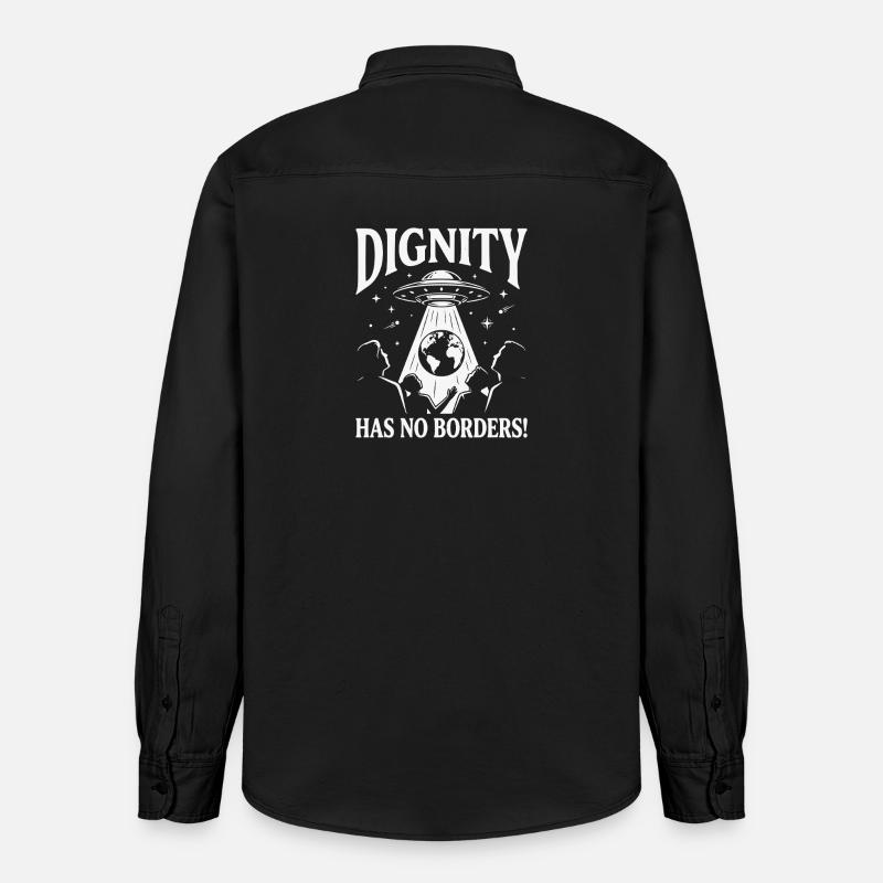 Les droits de l’homme : la dignité rétro n’a pas de déclaration frontalière - Chemise unisexe coupe décontractée bio Stanley/Stella - noir délavé