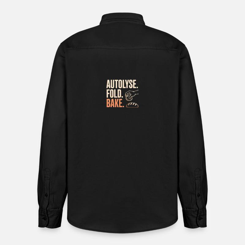 Autolyse Fold Backe Bread Kunst - Relaxed Fit Unisex Organic Hemd von Stanley/Stella - washed Black