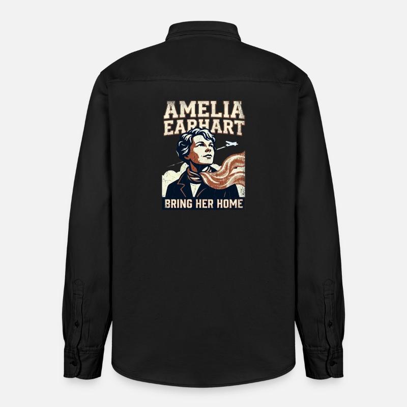 Amelia Earhart – Bring Her Home - Relaxed Fit Unisex Organic Shirt by Stanley/Stella - washed black