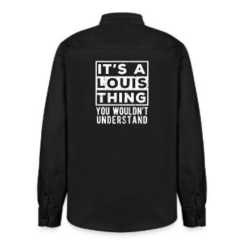 Das ist eine Louis-Sache, die du nicht verstehen würdest - Relaxed Fit Unisex Organic Hemd von Stanley/Stella - washed Black - Hinten - AI Model Male 178 light (178cm)