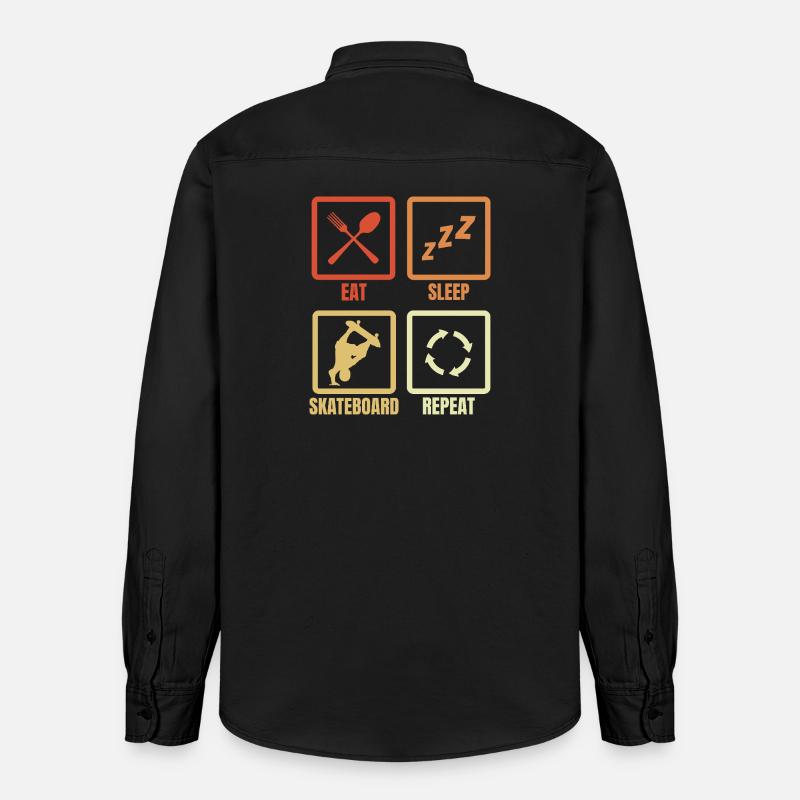 Mange Sommeil Skateboard Répéter - Chemise unisexe coupe décontractée bio Stanley/Stella - noir délavé