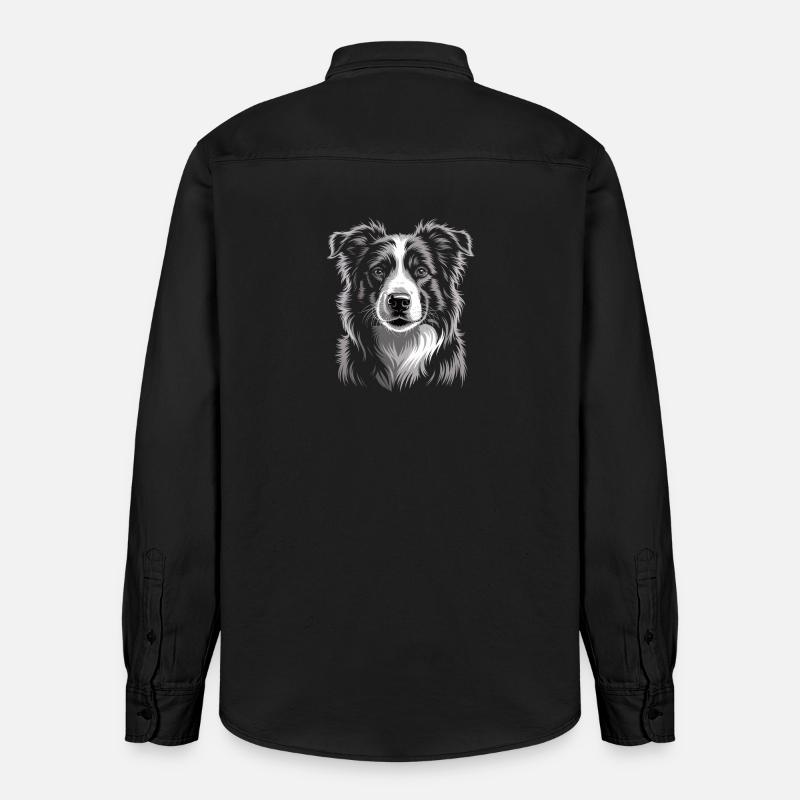 Boder Collie - Relaxed Fit Unisex Organic Hemd von Stanley/Stella - washed Black