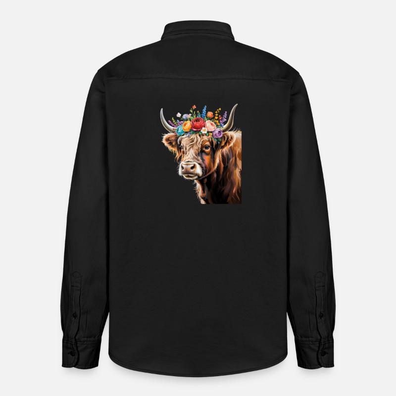 Vache - Chemise unisexe coupe décontractée bio Stanley/Stella - noir délavé