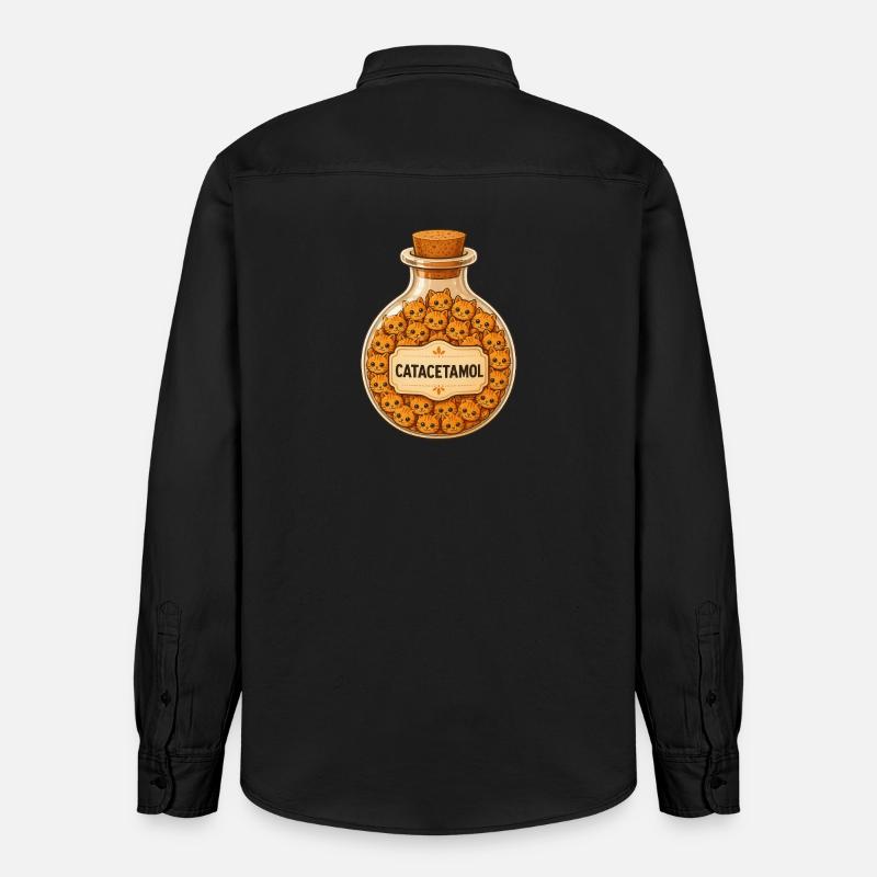 Bouteille de catacétamol de chats - Chemise unisexe coupe décontractée bio Stanley/Stella - noir délavé