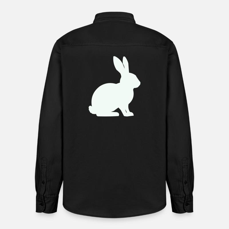 Bunny Silhouette Minimal - Chemise unisexe coupe décontractée bio Stanley/Stella - noir délavé