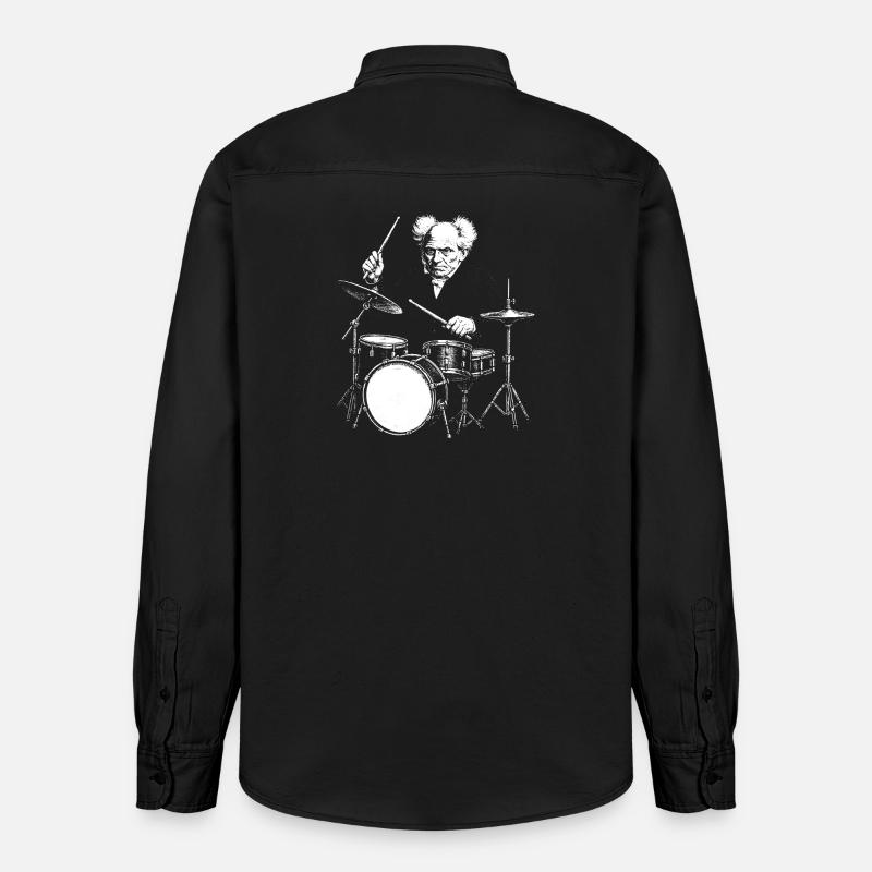 Schopenhauer Batteur Burst Silhouette - Chemise unisexe coupe décontractée bio Stanley/Stella - noir délavé