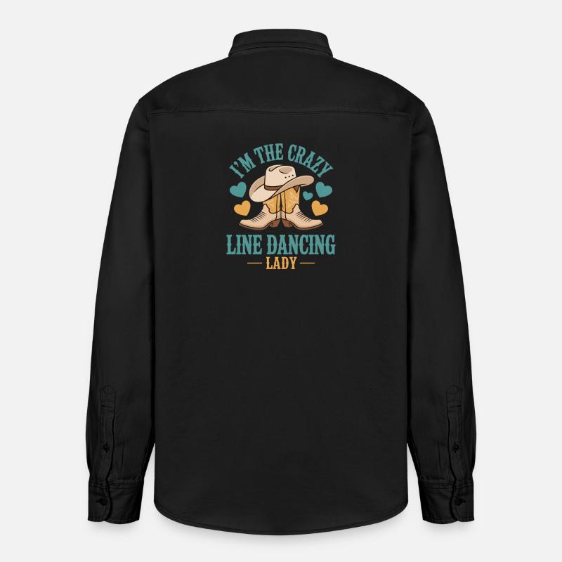 Line Dance Line Dancing Geschenk - Relaxed Fit Unisex Organic Hemd von Stanley/Stella - washed Black