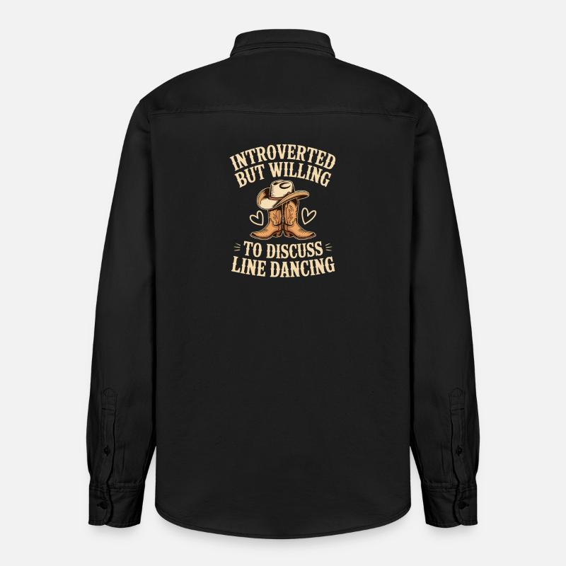 Line Dance Line Dancing Geschenke - Relaxed Fit Unisex Organic Hemd von Stanley/Stella - washed Black