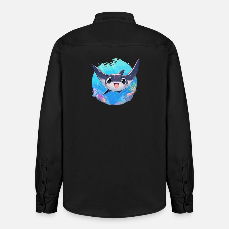 Rochen Mantarochen - Relaxed Fit Unisex Organic Hemd von Stanley/Stella - washed Black