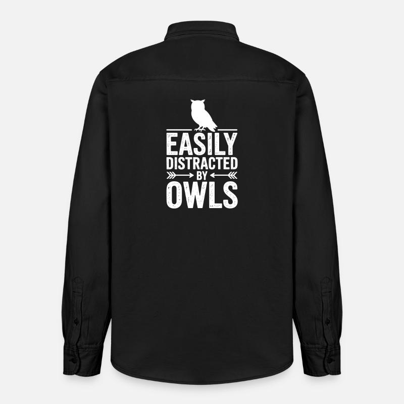 Eulen Sprüche Eule Lustiges Eulen Geschenk - Relaxed Fit Unisex Organic Hemd von Stanley/Stella - washed Black