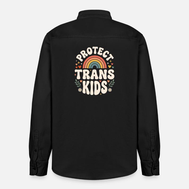 Fierté LGBTQ - Protéger les enfants trans - Chemise unisexe coupe décontractée bio Stanley/Stella - noir délavé
