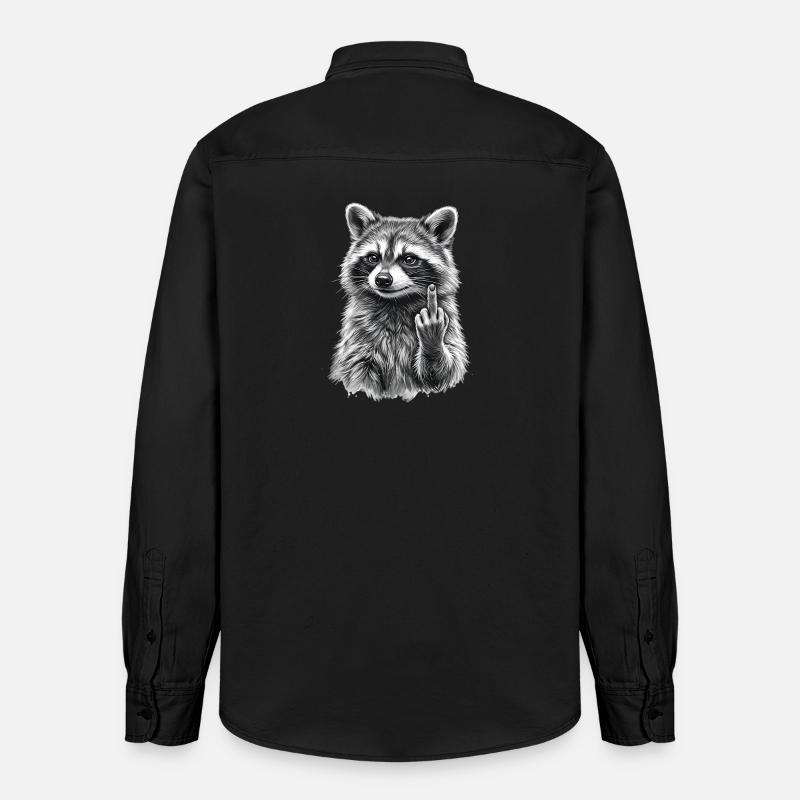 Grumpy Raccoon - Relaxed Fit Unisex Organic Hemd von Stanley/Stella - washed Black