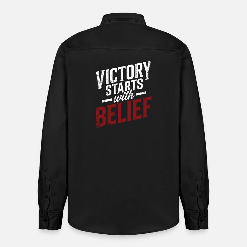 Der Sieg beginnt mit dem Glauben - Relaxed Fit Unisex Organic Hemd von Stanley/Stella - washed Black