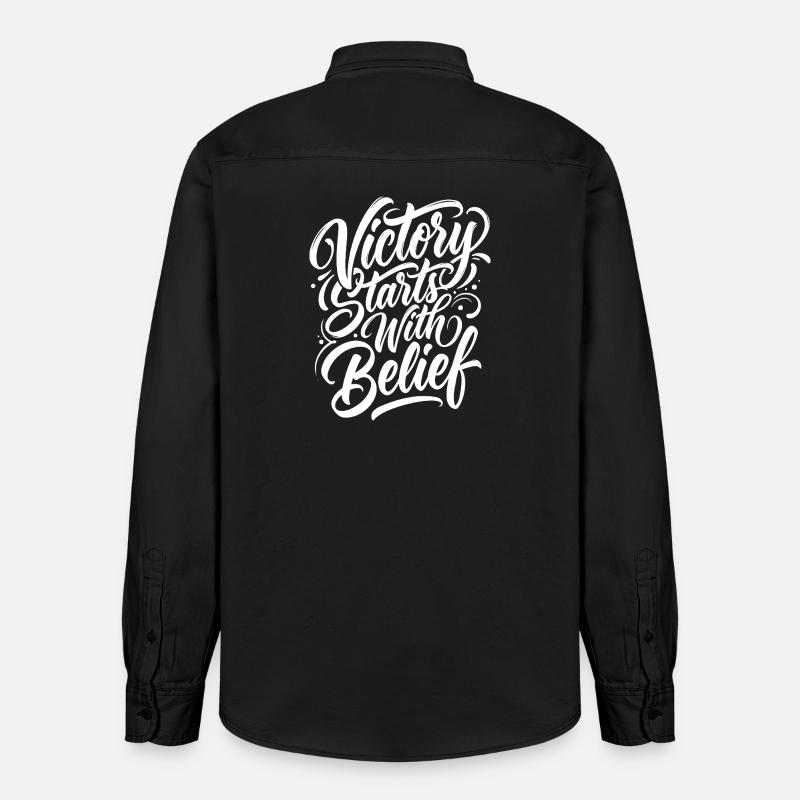Der Sieg beginnt mit dem Glauben - Relaxed Fit Unisex Organic Hemd von Stanley/Stella - washed Black