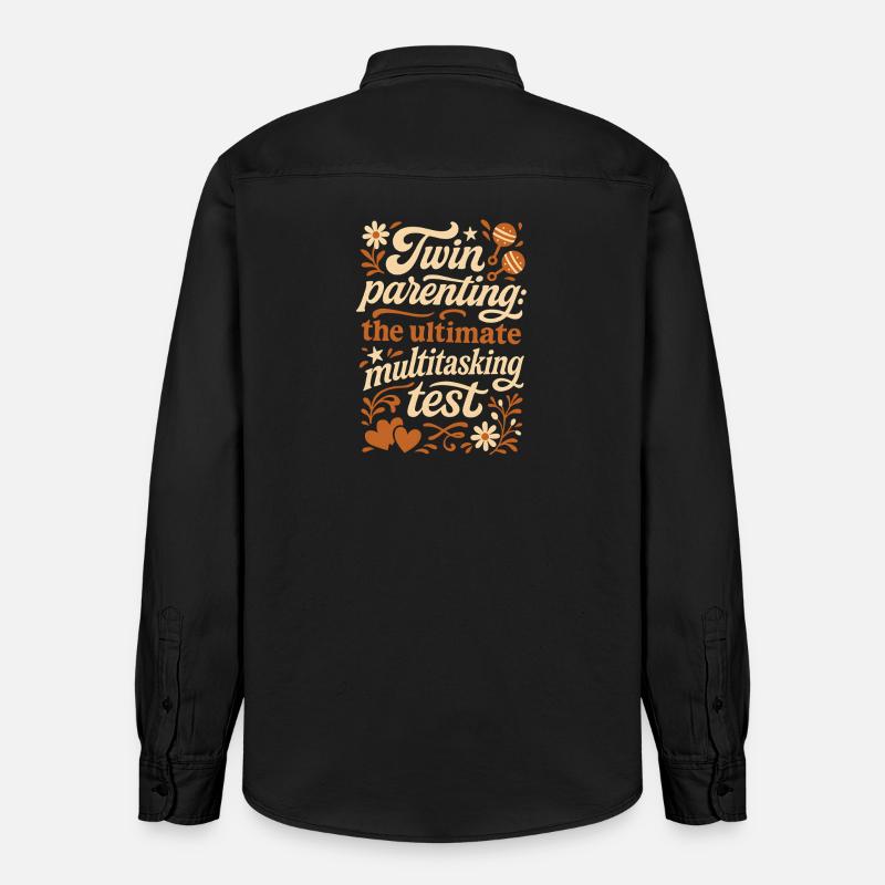 Zwillingseltern | Multitasking Test - Relaxed Fit Unisex Organic Hemd von Stanley/Stella - washed Black