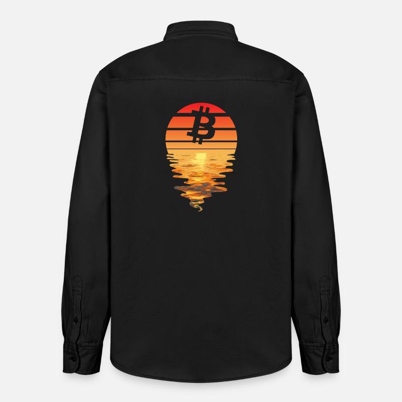 Bitcoin Retro Sunnendoom - Chemise unisexe coupe décontractée bio Stanley/Stella - noir délavé