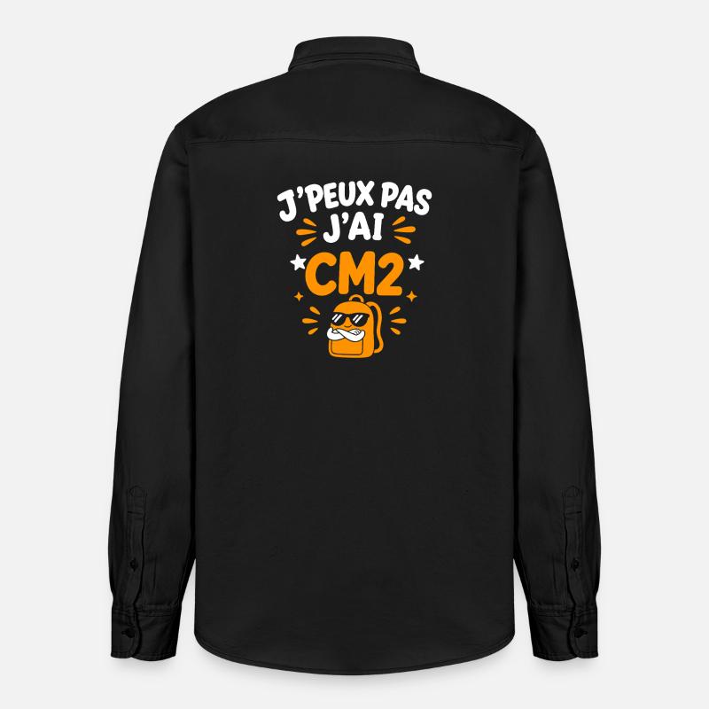 J'peux pas j'ai CM2 - Chemise unisexe coupe décontractée bio Stanley/Stella - noir délavé