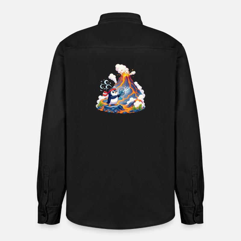 Lava Penguin avec Éventail - Chemise unisexe coupe décontractée bio Stanley/Stella - noir délavé