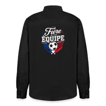 Fière de mon Équipe - Supportrice Football France - Chemise unisexe coupe décontractée bio Stanley/Stella - noir délavé - Dos - AI Model Male 178 light (178cm)