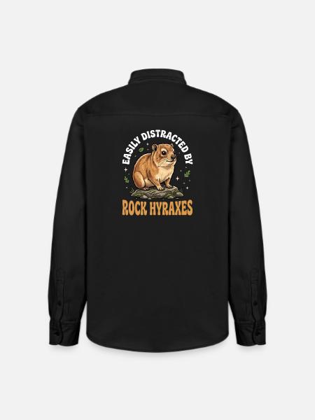 Easily distracted by rock hyraxes - Relaxed Fit Unisex Organic Shirt by Stanley/Stella - washed black