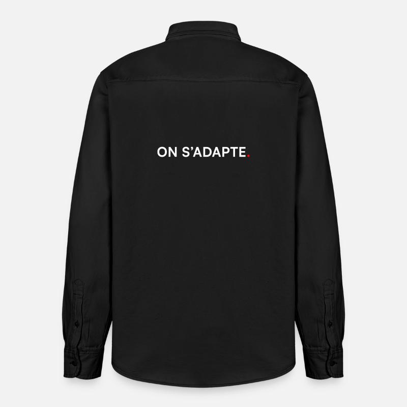 ON S’ADAPTE. Design Minimal Motivation - Chemise unisexe coupe décontractée bio Stanley/Stella - noir délavé